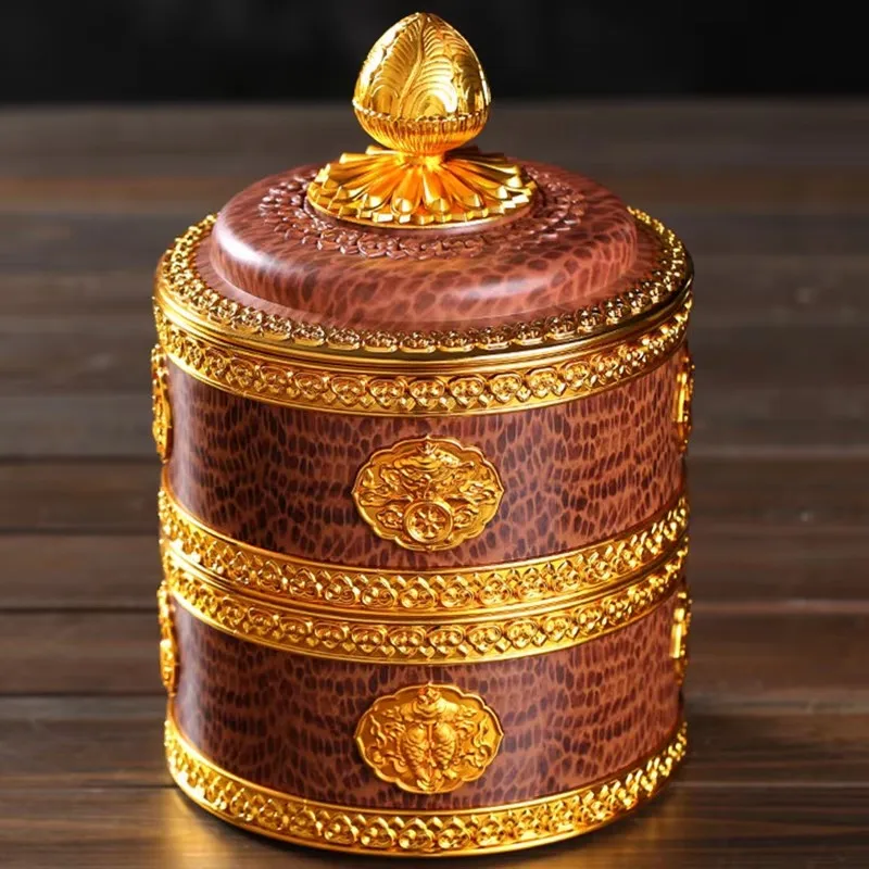 Food Storage Home - Tibetan Brown Resin Double Layer Jar