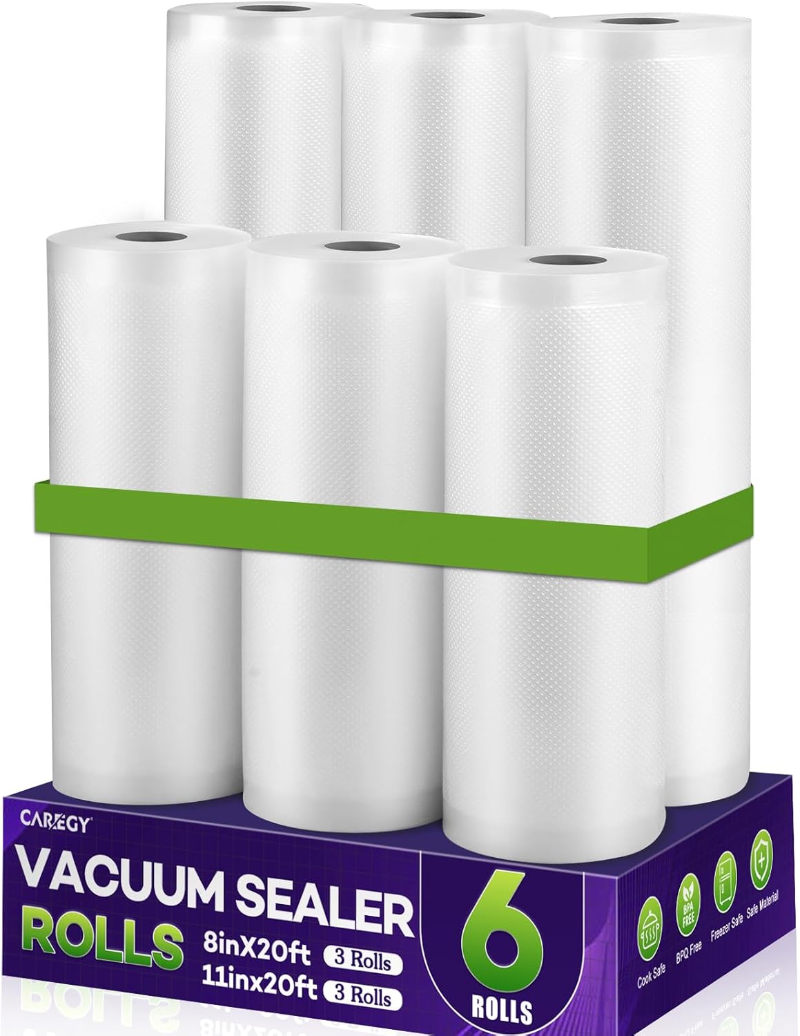 Food Storage Roll Bags - Food Vacuum Sealer Rolls, 6 Pack: