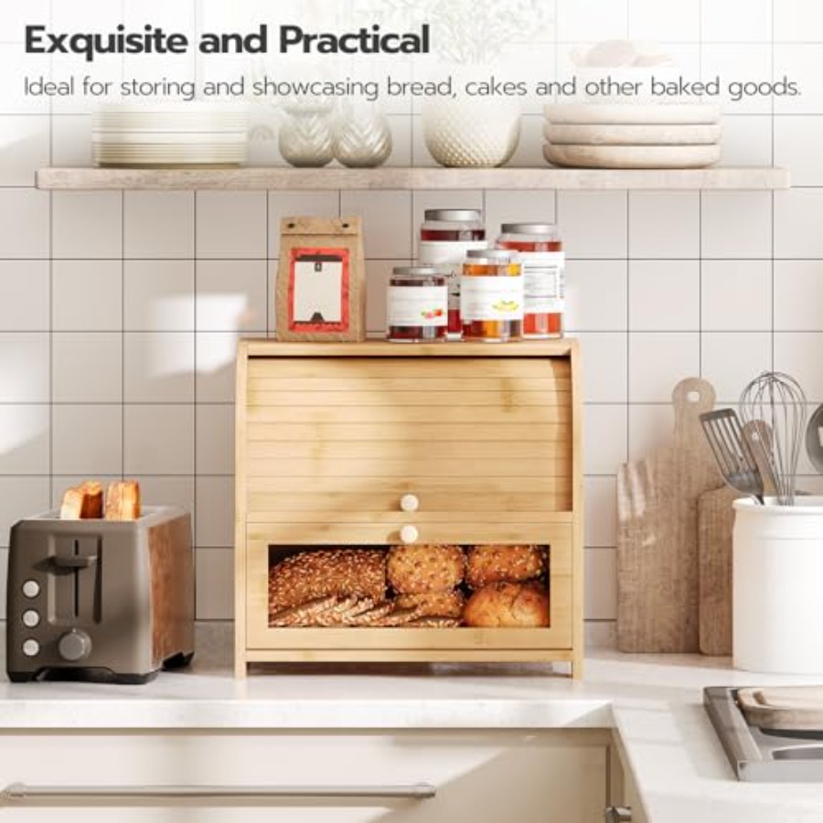 Bread Box, Bamboo Bread Box fo - огляд і ціна Food Storage Boxes