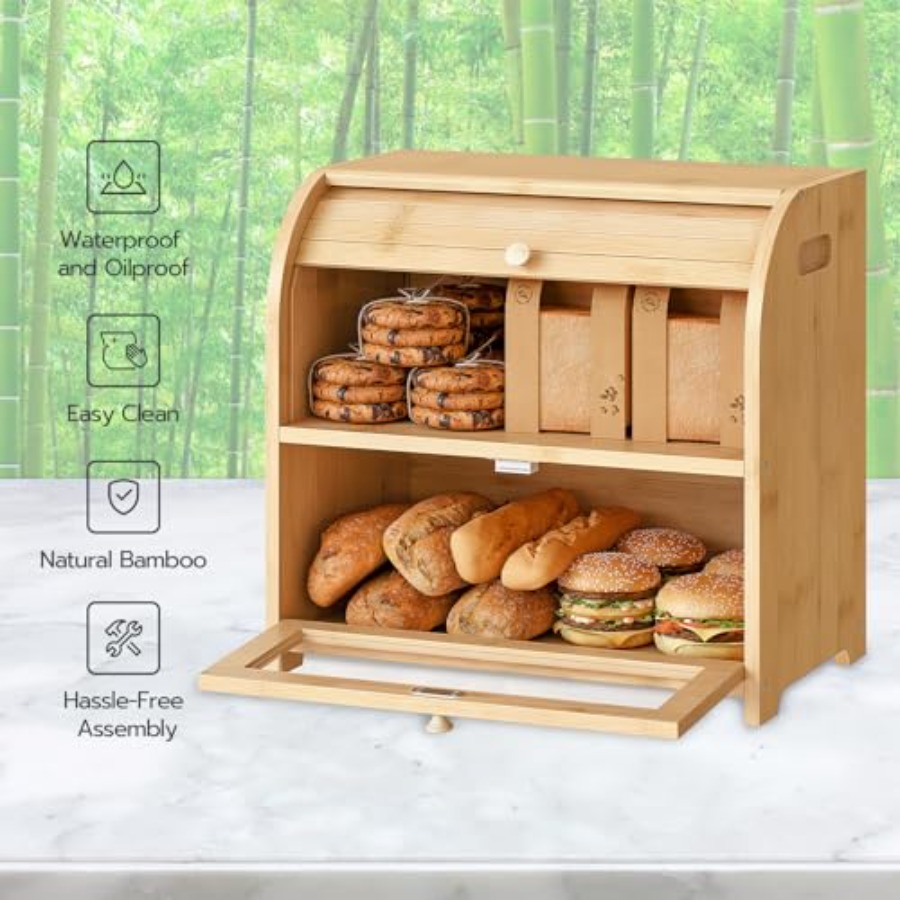 Bread Box, Bamboo Bread Box fo - огляд і ціна Food Storage Boxes