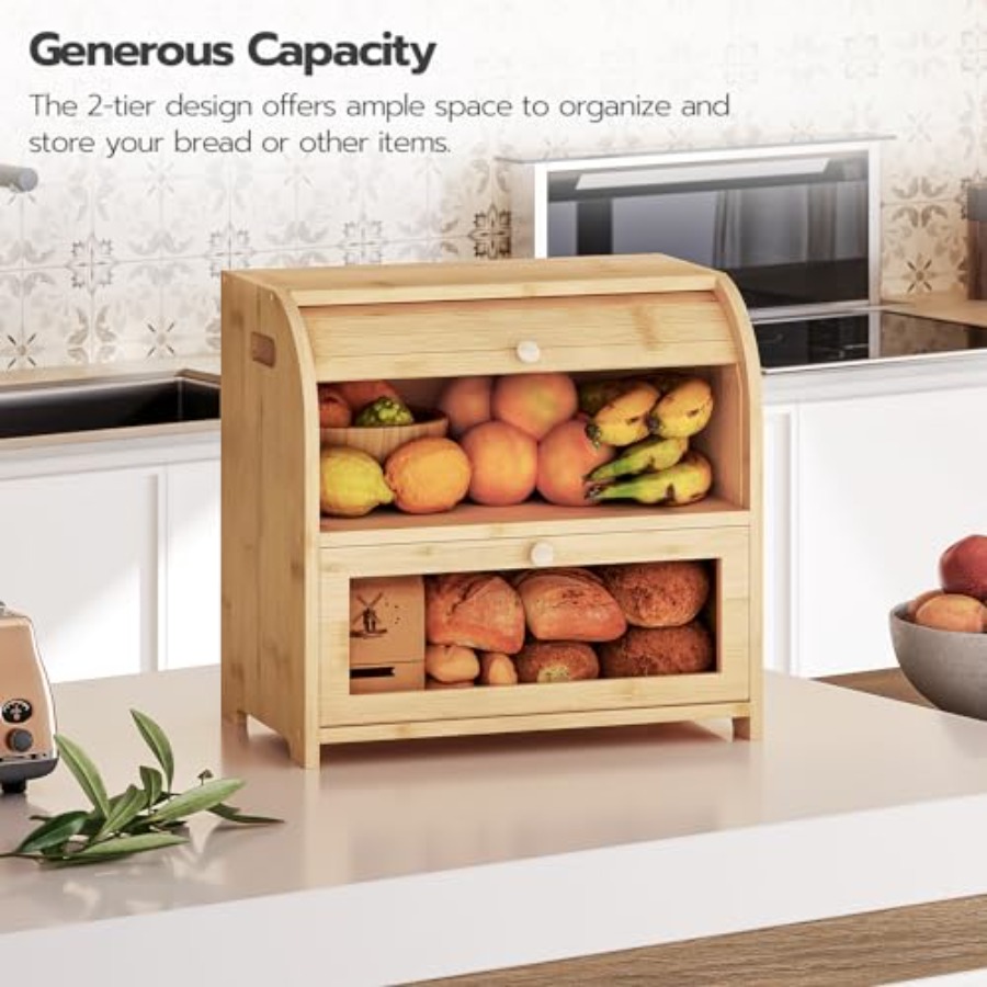 Bread Box, Bamboo Bread Box fo - огляд і ціна Food Storage Boxes